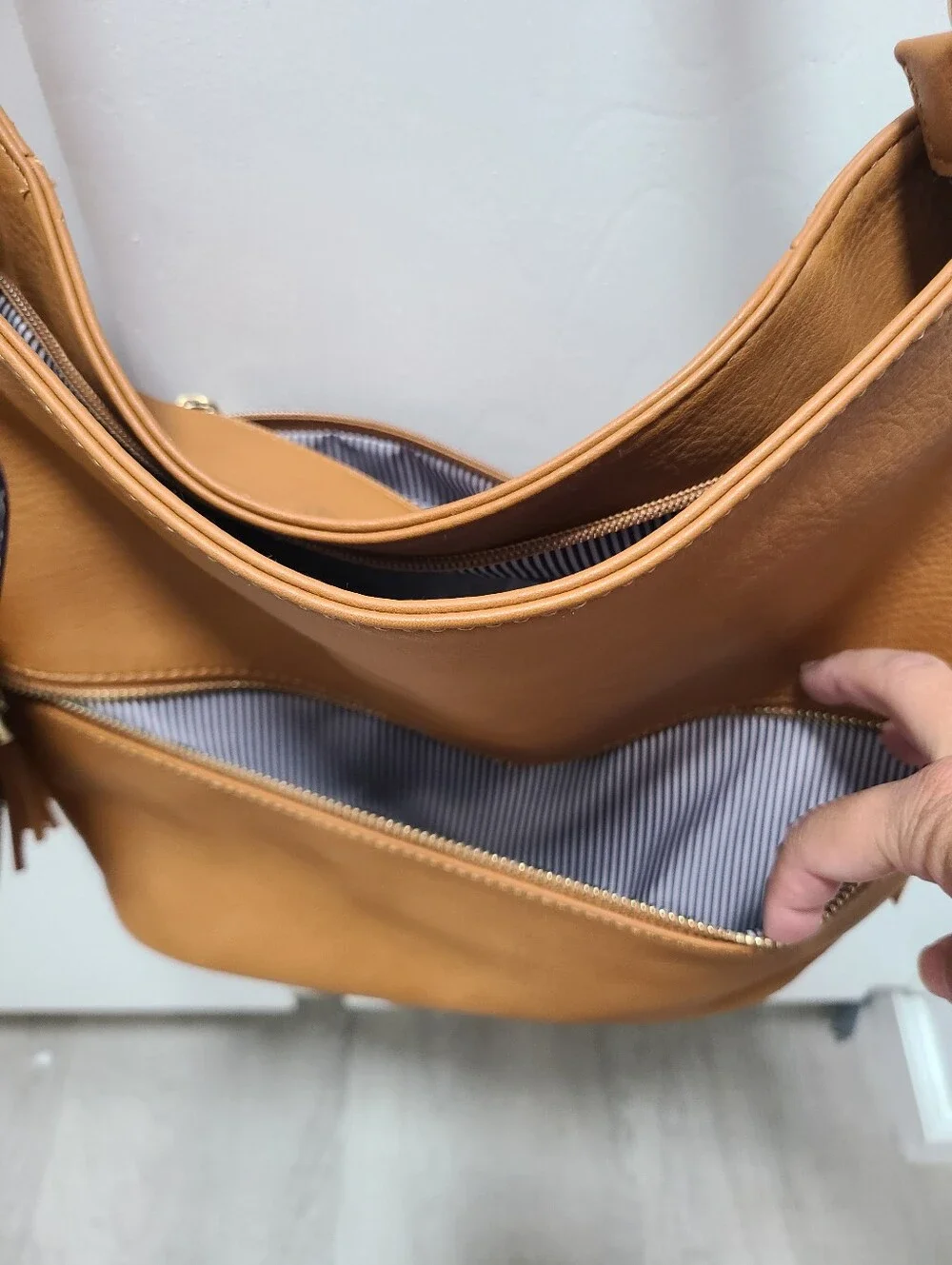 Tan Shoulder Bag with Matching Pouch - Casual Everyday
